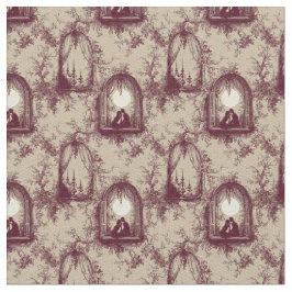 Gothic Love Valentine Burgundy Toile De Jouy  Stof