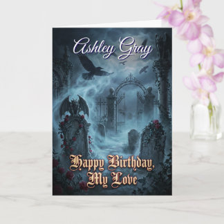 Gothic Lovers Dark Romantic Raven Haunted Birthday Kaart