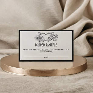 Gothic Luier Raffle Baby shower Skull & Flowers Informatiekaartje