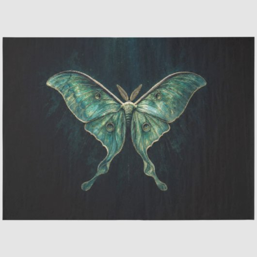 Gothic Lunar Moth Ephemera Decoupage Tissuepapier (Voorkant)
