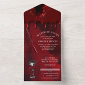 Gothic Luxe | Mystery Wedding met zwarte en rode m All In One Uitnodiging (Binnen)