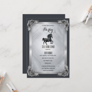 Gothic Luxe Zwarde Paard & Zilver Kentucky Derby Kaart