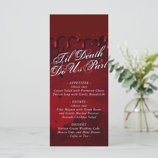 Gothic Luxe | Zwarte en Bloed Rode Drip Menu (Staand voorkant)