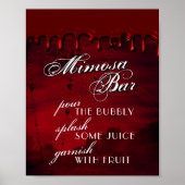 Gothic Luxe | Zwarte en bloedrode Mimosa-balk Poster (Voorkant)