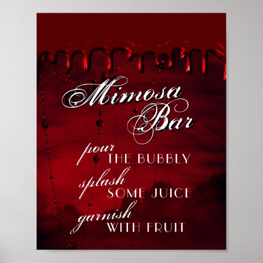Gothic Luxe | Zwarte en bloedrode Mimosa-balk Poster (Voorkant)