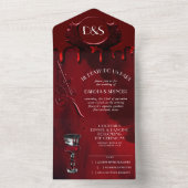 Gothic Luxe | Zwarte en rode bloeddruppels All In One Uitnodiging (Binnen)