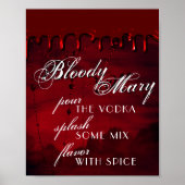 Gothic Luxe | Zwarte en Rode Bloody Mary Bar Poster (Voorkant)