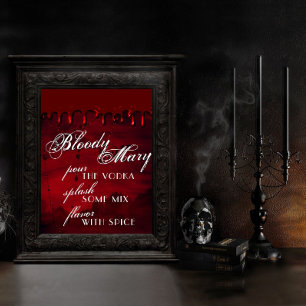 Gothic Luxe Zwarte en Rode Bloody Mary Bar Poster
