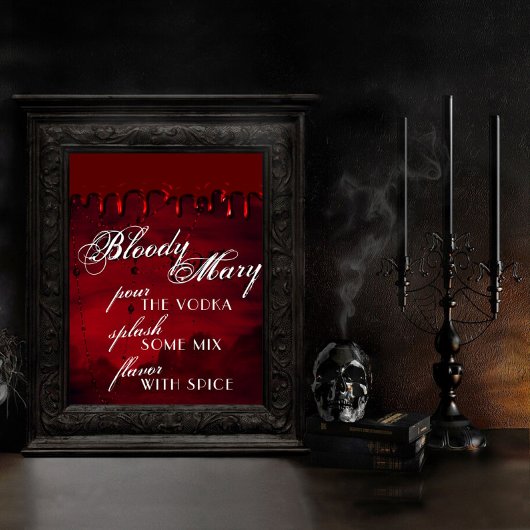 Gothic Luxe | Zwarte en Rode Bloody Mary Bar Poster