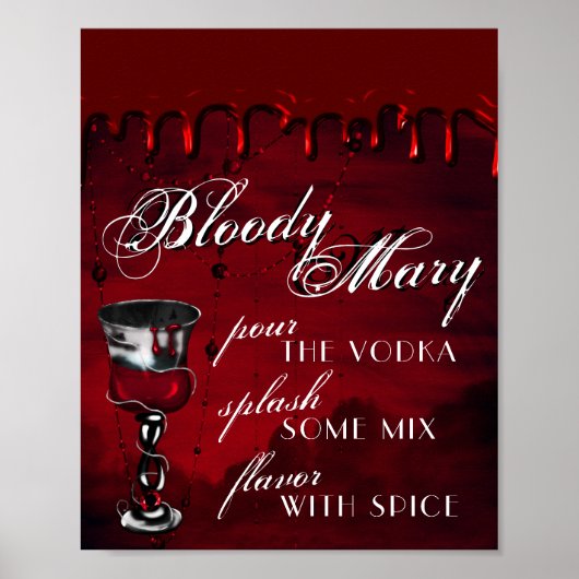 Gothic Luxe | Zwarte en Rode Bloody Mary-Drink Poster (Voorkant)
