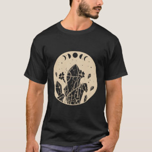 Gothic maanfasen hemelkristallen en bloemen t-shirt
