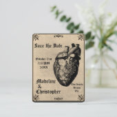 Gothic Macabre Heart Gothic Save the Date Invitati Kaart (Staand voorkant)