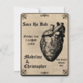 Gothic Macabre Heart Gothic Save the Date Invitati Kaart (Voorkant)