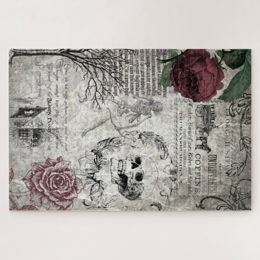 Gothic Macabre Victoriaans Skull & Death Ephemera Legpuzzel (Horizontaal)