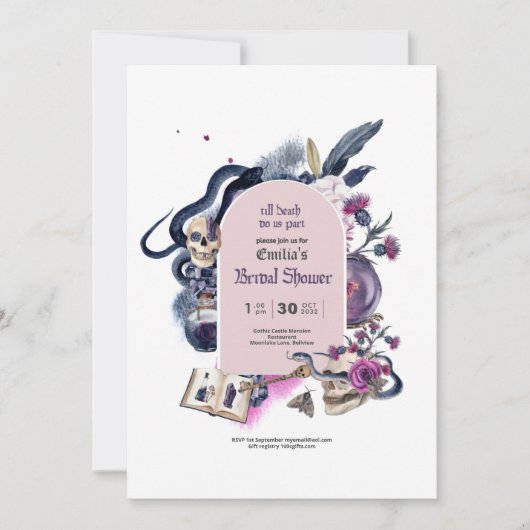 Gothic Magic Halloween Witch Vrijgezellenfeest Inv Kaart (Voorkant)