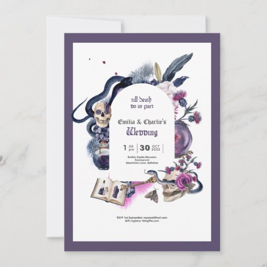 Gothic Magic Halloween Witch Wedding Uitnodiging (Voorkant)