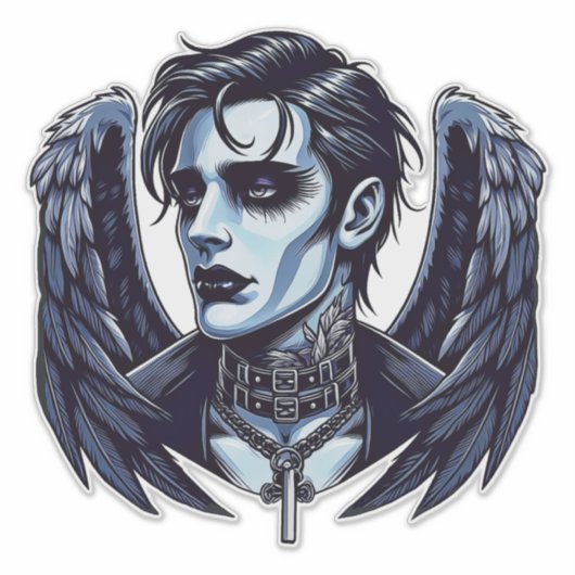 Gothic Man Angel Dark Fantasy kunst Sticker (Voorkant)