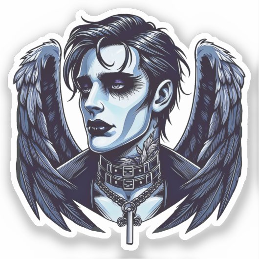 Gothic Man Angel Dark Fantasy kunst Sticker (Voorkant)