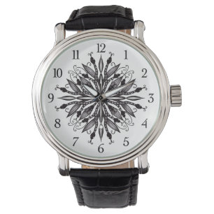 Gothic Mandala Leaves and Snakes Horloge