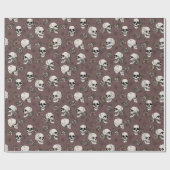Gothic Maroon Paarse schedel en bloemen Halloween Cadeaupapier (Vlak)