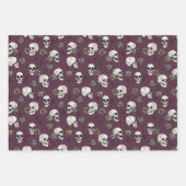 Gothic Maroon Paarse schedels en strepen Halloween Inpakpapier Vel (Voorkant 3)