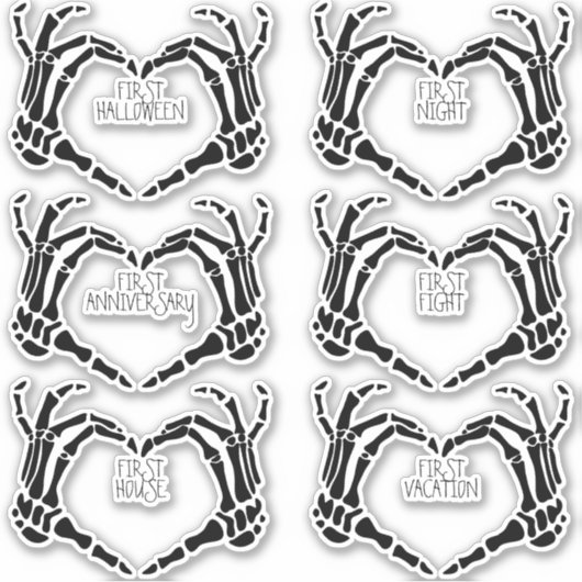 Gothic Marriage Milestones Creepy Skelet Handen Se Sticker (Voorkant)