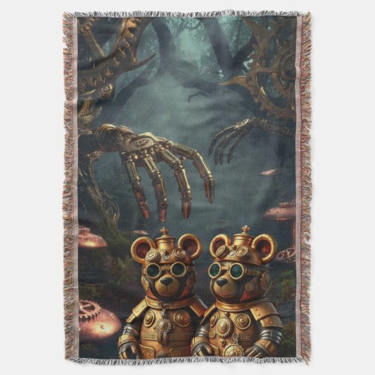 Gothic Mechanical Dark Forest Steampunk Gummy Bear Deken (Voorkant Verticaal)