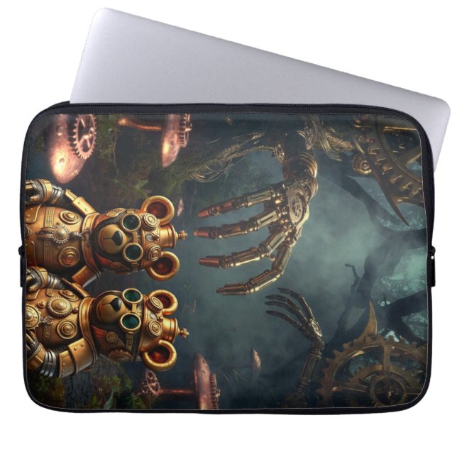 Gothic Mechanical Dark Forest Steampunk Gummy Bear Laptop Sleeve (Voorkant)
