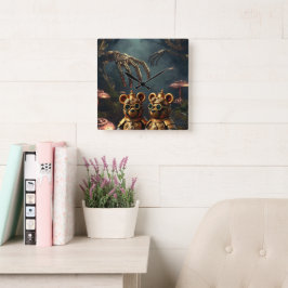 Gothic Mechanical Dark Forest Steampunk Gummy Bear Vierkante Klok