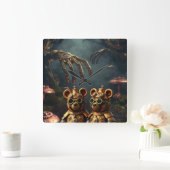 Gothic Mechanical Dark Forest Steampunk Gummy Bear Vierkante Klok (Huis)
