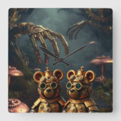 Gothic Mechanical Dark Forest Steampunk Gummy Bear Vierkante Klok (Voorkant)