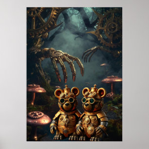 Gothic mechanische donkere bos Steampunk Gummbeer Poster