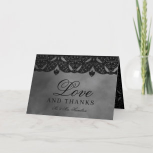 Gothic Medieval Black  Moody Gray Wedding Bedankkaart