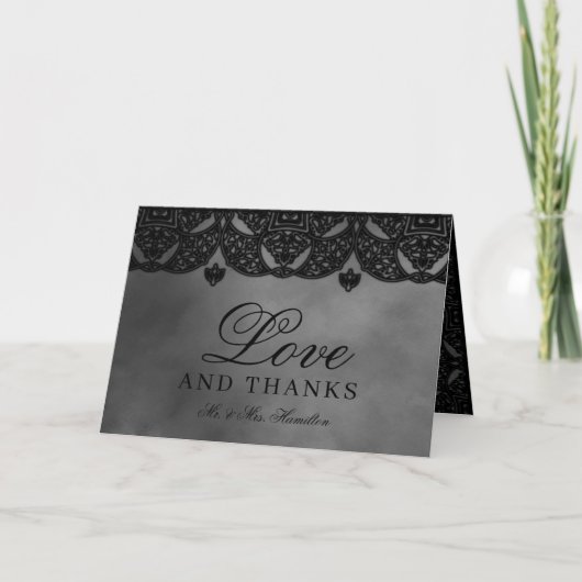 Gothic Medieval Black  Moody Gray Wedding Bedankkaart (Voorkant)