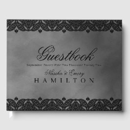 Gothic Medieval Grey Elegant  Lace Wedding Gastenboek
