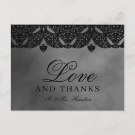 Gothic Medieval  Lace Wedding Bedankt Briefkaart