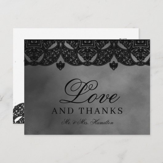 Gothic Medieval  Lace Wedding Bedankt Briefkaart (Voorkant / Achterkant)