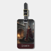 Gothic Medieval Maiden In Castle with Dogs Bagagelabel (Voorkant verticaal)