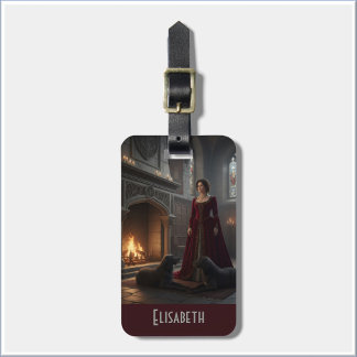 Gothic Medieval Maiden In Castle with Dogs Bagagelabel