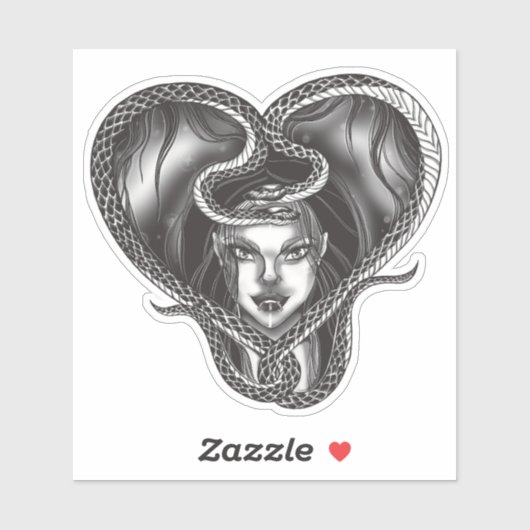 Gothic Medusa Heart Snake Sticker Sheet (Vel)