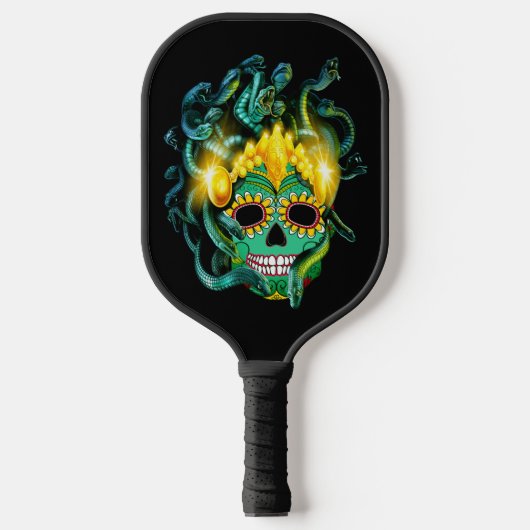 Gothic Medusa Sugar Skull Pickleball Paddle (Voorkant)