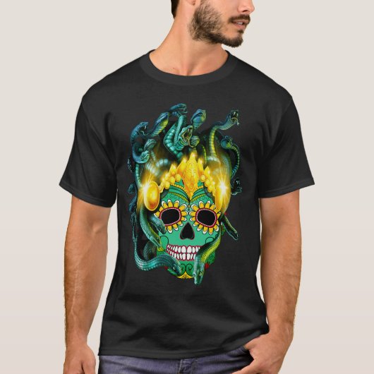 Gothic Medusa Sugar Skull T-shirt (Voorkant)