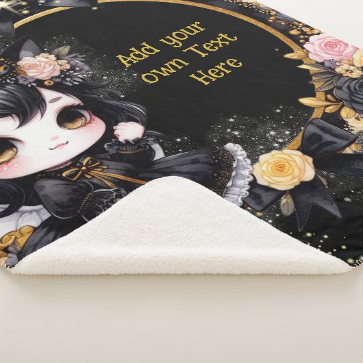 Gothic Meisje Aangepaste Decor Goth Kawaii Chibi Sherpa Deken (3/4)