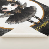 Gothic Meisje Aangepaste Decor Goth Kawaii Chibi Sherpa Deken (3/4)