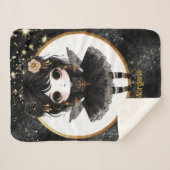 Gothic Meisje Aangepaste Decor Goth Kawaii Chibi Sherpa Deken (Voorkant (horizontaal))