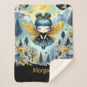 Gothic Meisje Aangepaste Decor Goth Kawaii Chibi Sherpa Deken (Voorkant)