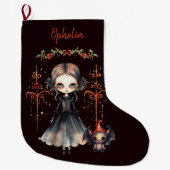 Gothic meisje en Schattige beestje Grote Kerstsok (Voorkant)