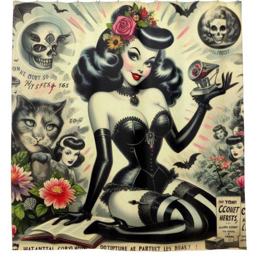  Gothic meisje illustratie Douchegordijn (Voorkant)