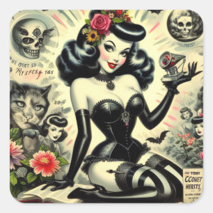  Gothic meisje illustratie Vierkante Sticker