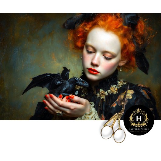 Gothic meisje met Baby zwarte draak decoupage kuns Tissuepapier